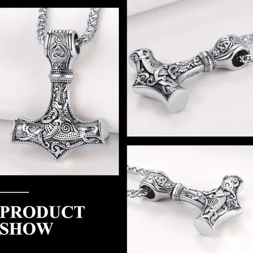 Miniatura 6 de Richsteel Necklaces for Men Womens Thor's Hammer Pendant Mjolnir 316 Stainless Steel18K Gold PlatedBlack Viking Nordic Jewelry