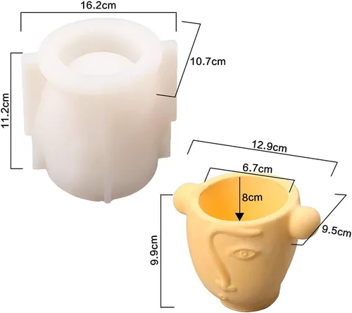 Miniatura 2 de Molde de silicona de cemento Ceative Face Flower Pot Mold DIY Pen Holder Making Tools