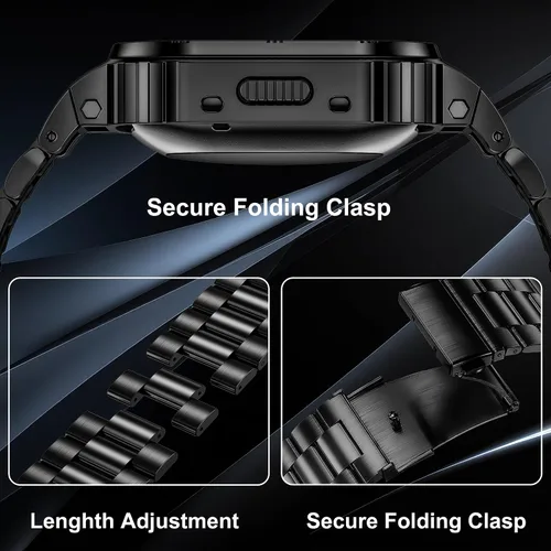 Miniatura 3 de Correas de reloj de acero inoxidable con funda compatible con Fitbit Versa 4/Versa 3/Versa 2/Versa 1/Fitbit Versa Lite/Fitbit Sense 2/Sense 1