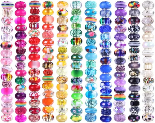 Miniatura 2 de Espaciador de agujeros grandes europeos con cuentas de hadas con diamantes de imitación para manualidades, pulseras y bisutería