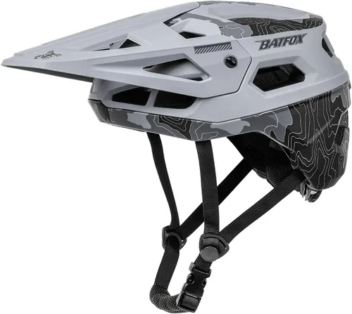 Casco de Bicicleta BATFOX, Casco de Bicicleta de Montaña para Hombres, Mujeres, Adultos y Jóvenes Gris
