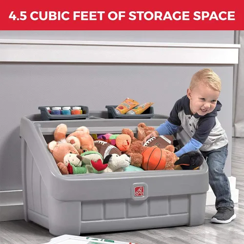 Miniatura 2 de Step2 Caja de juguetes y tapa de arte 2 en 1, contenedor y organizador de juguetes para niños, caballete y cofre en uno, hecho de plástico duradero