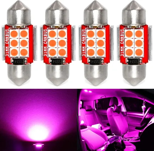Phinlion - Bombilla superbrillante DE3175 LED púrpura 3030 6-SMD, Festoon 1.25" 31 mm, DE3021 DE3022, bombillas LED miniatura para el interior del
