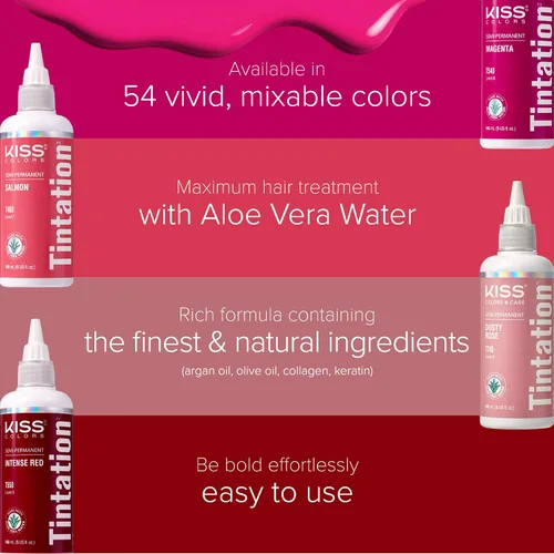 Miniatura 4 de Red by Kiss Tintation Color Semipermanente para el Cabello, a Base de Agua de Aloe Vera, Aceite de Argán, Aceite de Oliva, Colágeno y Queratina