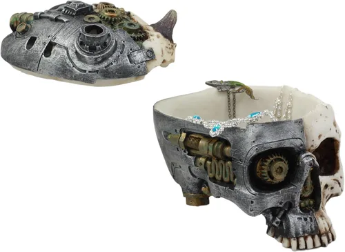 Miniatura 6 de ATL Steampunk Demon Cyborg GEARWORK - Joyero pintado con calavera