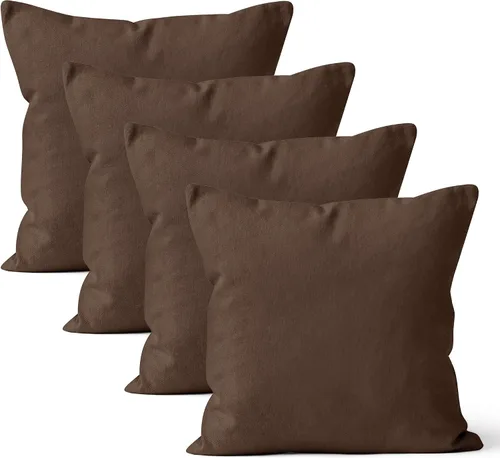 Miniatura 30 de Encasa XO Juego de 2 fundas de almohada de 12 x 12 pulgadas, color beige, sin rellenos, fundas de almohada de algodón para sala de estar, cama
