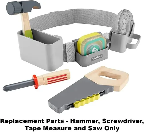 Miniatura 4 de Piezas de repuesto para cinturón de herramientas Fisher-Price DIY - GGT60 ~ Martillo de simulación de repuesto, destornillador, cinta métrica