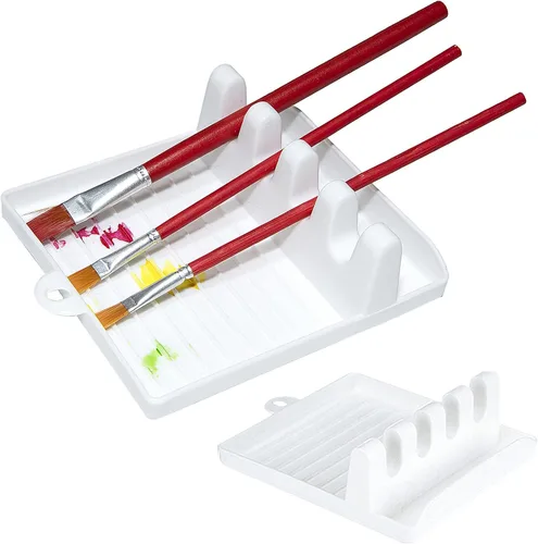 Miniatura 7 de Soporte para pinceles de pintura con 4 ranuras, soporte para pinceles de escritorio, soporte de exhibición para acuarela, acrílico al óleo