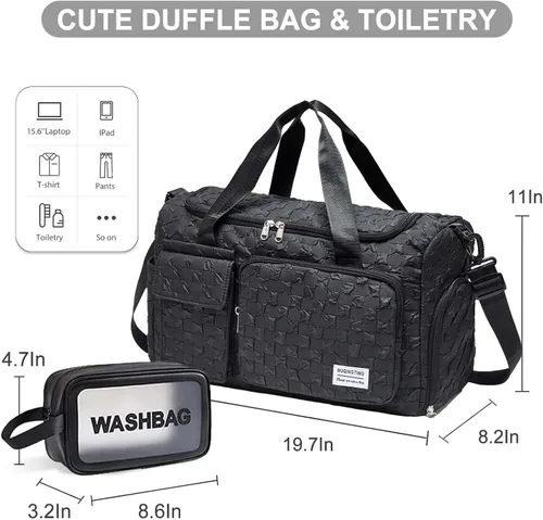 Miniatura 276 de Pequeña bolsa de gimnasio para mujer, bolsa de viaje con compartimento para zapatos