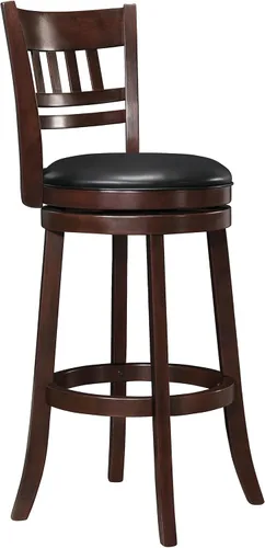 Miniatura 12 de Homelegance Taburetes giratorios tapizados de altura de barra con respaldos, Taburetes de bar de cuero sintético, 30 pulgadas de altura del asiento