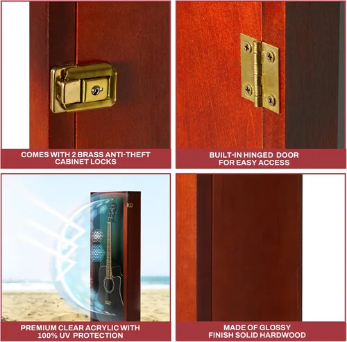 Miniatura 4 de PENNZONI Vitrina de guitarra acústica - Estuche acrílico para guitarra acústica - Soporte de pared para guitarra hecha de marco de madera dura