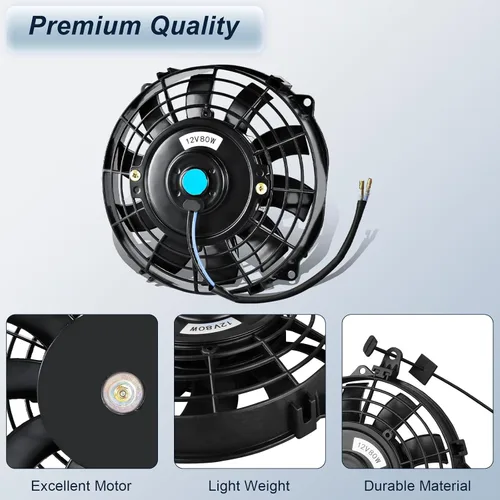 Miniatura 7 de MuHize Kit de ventilador de radiador eléctrico de 7 pulgadas, reemplazo universal delgado mejorado, fácil instalación, ventilador extractor de bajo