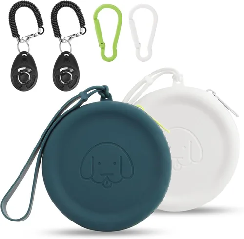 Miniatura 17 de Bolsa de golosinas para perros de silicona, 2 piezas, bolsa para caminar para mascotas para perros y gatos, tamaño bolsillo, fácil de limpiar, sin