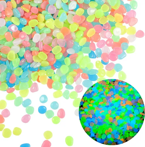 Miniatura 8 de OSOPOLA 150 PCS Piedras Luminosas - Rocas Luminosas Azules Decoraciones DIY Guijarros Decorativos para Acuario Pecera Acera Jardín Camino Patio