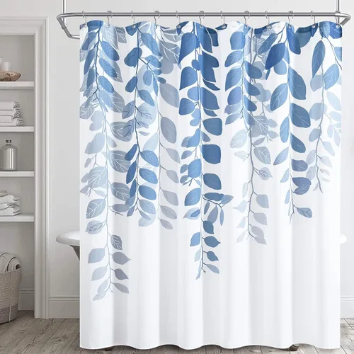 Miniatura 44 de BOODII Cortinas de ducha negras de 36 x 72 pulgadas, cortina de ducha de eucalipto de primavera para baño, cortina de baño con textura de flameado