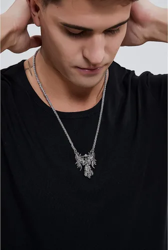 Miniatura 26 de YAMI Collar de alas angulares para hombre, ángel de la guarda, dragón, cuervo, pulpo, collar de anime, collar de acero inoxidable 316