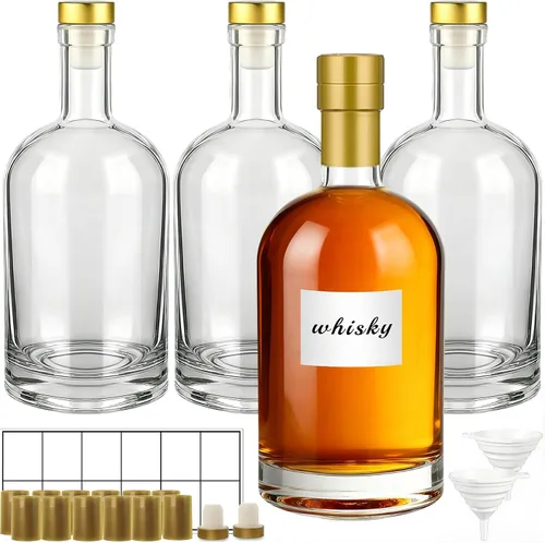 Miniatura 17 de TBWIND Paquete de 12 botellas de vidrio ámbar de 12 onzas con corchos herméticos en forma de T, botellas de vidrio de 12.7 fl oz para limoncello
