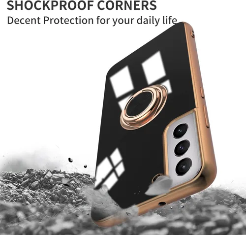 Miniatura 4 de Funda compatible con Samsung Galaxy S22 con soporte de anillo [con magnético] TPU suave a prueba de golpes, galvanizado para Galaxy S22 5G