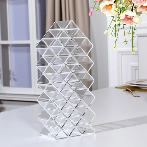 Miniatura 4 de Hoolerry Paquete de 4 soportes de acrílico para lápiz labial, 112 ranuras transparentes, organizador de brillo de labios apilables, torre de lápiz