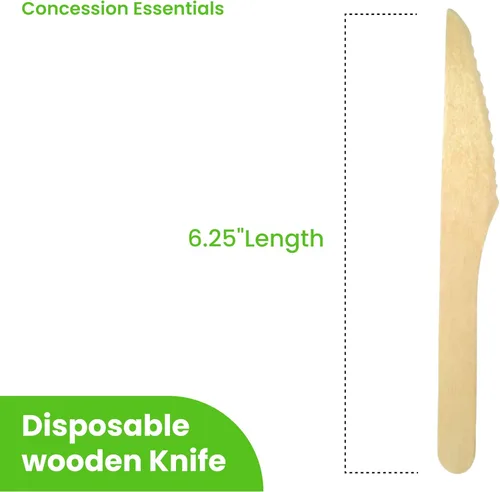Miniatura 3 de Cuchillos de madera desechables de 6.25 pulgadas/utensilios de madera natural, paquete de 100