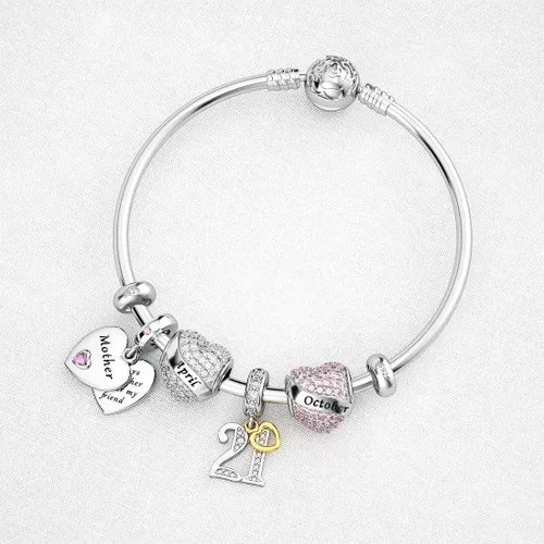 Miniatura 5 de DALARAN Cuentas de tope para pulseras de plata de ley 925 con clip espaciador tapones de pulsera Esmalte