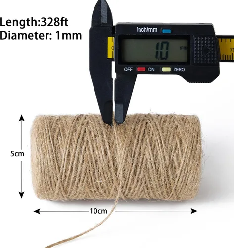 Miniatura 2 de Cuerda de yute natural de 0.039 in, 328 pies para manualidades, regalos, proyectos de manualidades, envoltura, agrupación, embalaje, jardinería