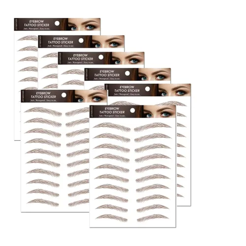 Miniatura 8 de 77 pares de calcomanías de tatuaje de cejas, 4D, impermeables, naturales, para cejas, de larga duración, perfectas para mujeres y niñas (negro)