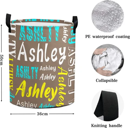 Miniatura 6 de Cesta de lavandería personalizada con nombre, cesta de lavandería plegable con asa para baño, sala de estar, dormitorio