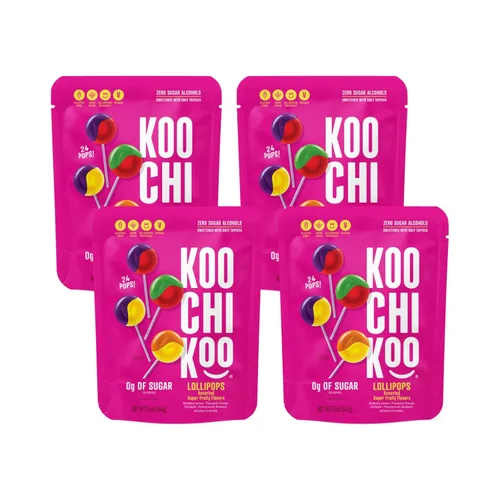 Koochikoo Bolsa de paletas orgánicas y sin azúcar, sabores de frutas surtidos, sin azúcar añadido, sin gluten, certificado vegano (5.5 onzas,