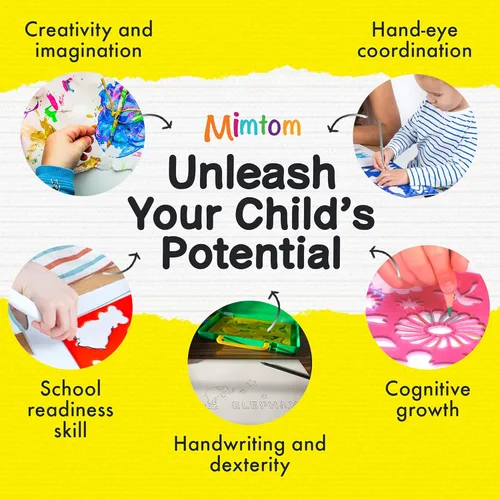 Miniatura 5 de Kit de plantillas de dibujo para niños, juego de 60 piezas de arte con más de 370 formas, bloc de bocetos y lápices de colores para manualidades