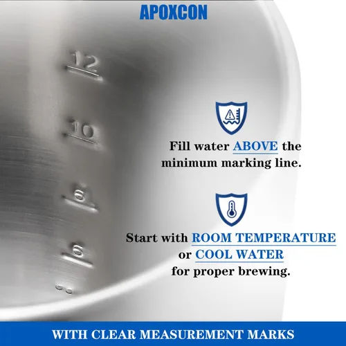 Miniatura 7 de APOXCON Cafetera eléctrica de acero inoxidable con perilla de progreso de preparación transparente, botón de vidrio resistente y interruptor