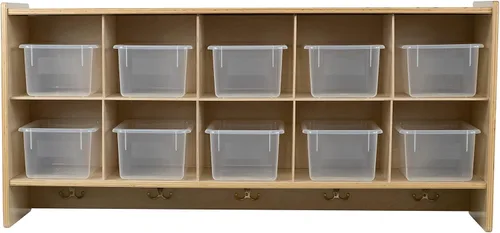 Miniatura 14 de Cubos organizadores de almacenamiento, 10 cubos con ganchos para abrigos, estante colgante de pared para juguetes de niños, guardería, aula, 47 Sin