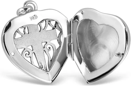 Miniatura 2 de WithLoveSilver - Colgante de plata de ley 925 con forma de corazón y filigrana, Plata esterlina