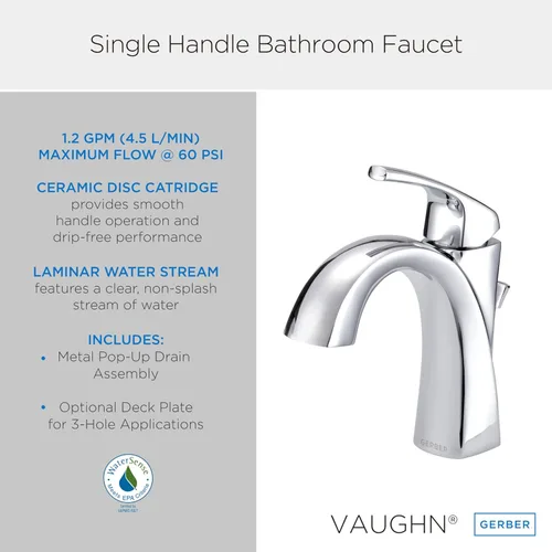 Miniatura 2 de Gerber Grifo de lavabo Vaughn de fontanería con drenaje emergente de metal Bronce cepillado