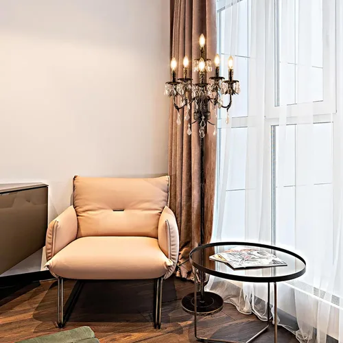Miniatura 6 de Lámpara de pie de bronce Wellmet para esquina de sala de estar, lámpara de pie de granja de 6 luces, lámpara de pie alta de cristal con interruptor