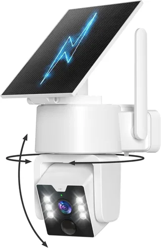 Cámara inalámbrica para exteriores 5G y 2.4G Wi-Fi, cámaras de seguridad solares inalámbricas para exteriores, cámara PTZ 2K 360°, alimentada por