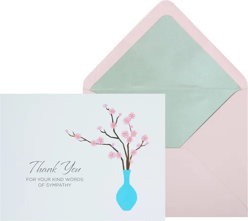NIQUEA.D Tarjetas de notas en caja, rama de flor de simpatía, incluye un interior personalizable en blanco y sobre a juego, juego de 10 (NBB-0016)