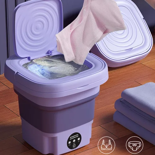 Miniatura 3 de Mini lavadora portátil para el hogar, lavadora automática plegable de 8 l con cubo de secadora rotativa, para ropa de bebé, ropa