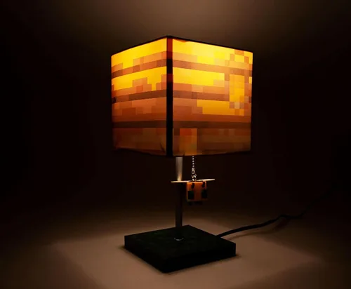 Miniatura 2 de Minecraft Lámpara de escritorio con bloque de nido de abeja amarilla con extractor de abeja 3D, lámpara de mesa de noche con luz LED de estado