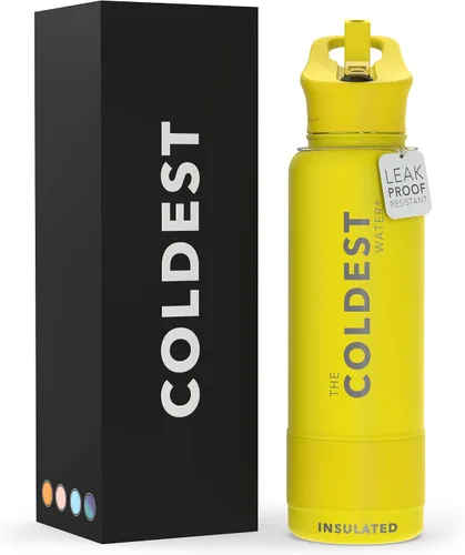 Miniatura 43 de Coldest - Botella para agua con tapa que incluye pajilla, térmica y metálica (acero inoxidable), para hombres y mujeres, color morado
