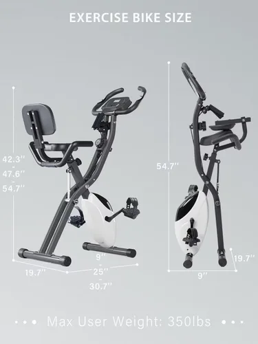 Miniatura 7 de Merax Bicicleta de entrenamiento para el hogar: bicicleta estática reclinada 4 en 1 y posiciones verticales de bicicleta de ciclismo para Blanco