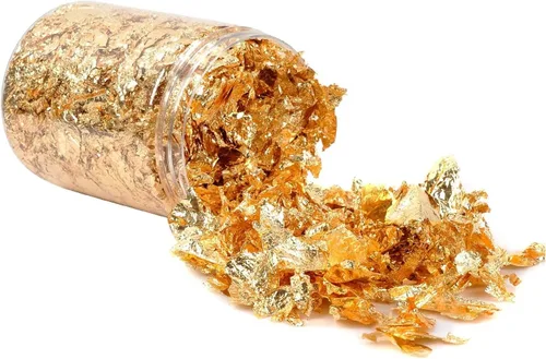 Hojas de oro en copos, hojas de lámina dorada para resina, 10g de copos de lámina metálica, para arte de uñas, pintura, manualidades, fabricación de