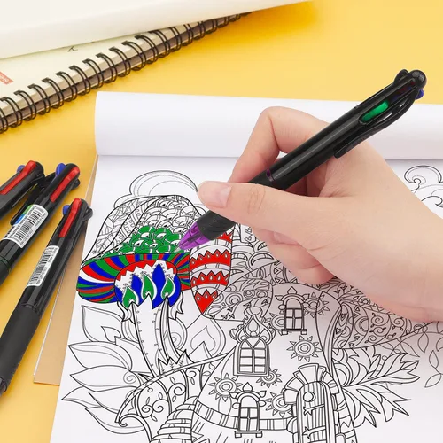Miniatura 7 de Bribobo Paquete de 4 Bolígrafos Multicolor 4 en 1 de 0.7mm Retráctiles de Colores Bolígrafos de Regalo para Oficina, Suministros Escolares, Regalo