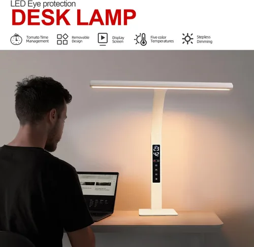 Miniatura 2 de Lámpara de escritorio LED para oficina en casa, luz de trabajo de computadora de arquitecto, atenuación continua de temperatura de color táctil