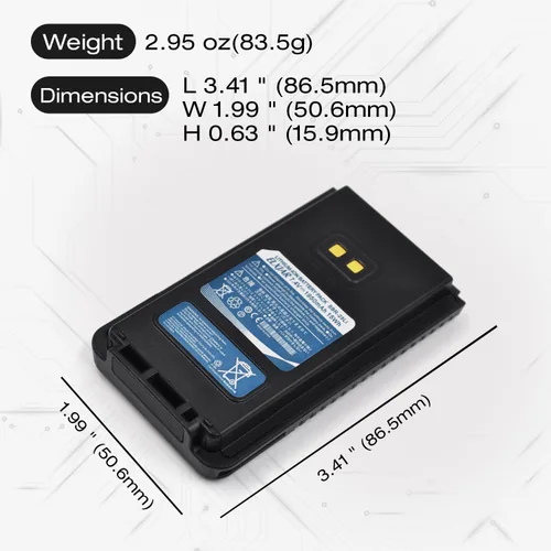 Miniatura 3 de Paquete de 2 baterías de iones de litio de 7.4 V 1950 mAh de repuesto para radios portátiles Yaesu FT-25R FT-25 FT-65R FT-65 FTA-250 FTA-250L Walkie