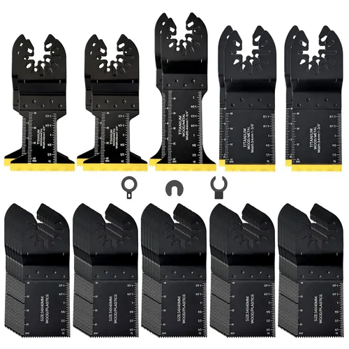 Miniatura 8 de 20 Cuchillas para Herramienta Oscilante, Cuchillas de Sierra Oscilante de Titanio Universales Profesionales, Juego de Cuchillas Multiherramienta