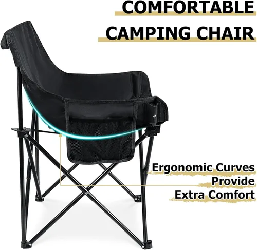 Miniatura 5 de Leonyo Paquete de 2 sillas plegables para campamento, sillas portátiles para exteriores, playa, césped, para adultos, con bolsa de transporte