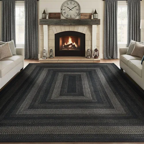 Miniatura 90 de Homespice Alfombras de Área Ovaladas Trenzadas de Yute Denim Azul de 8x10 pies para Sala de Estar, Dormitorio y Comedor. Apto para Mascotas. Estilos