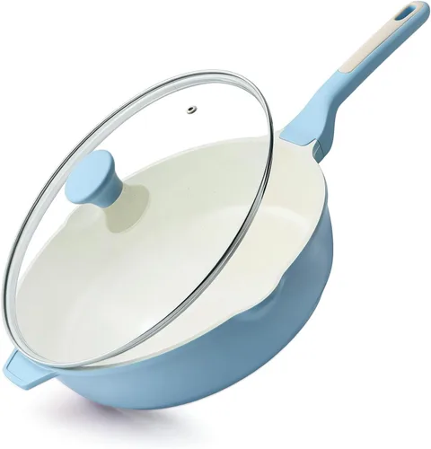 Miniatura 12 de SENSARTE Sartén Antiadherente, Sartén Profunda para Freír de 10/11/12 pulgadas, Sartén para Saltear con Tapa, Mango que se Mantiene Frío, Batería