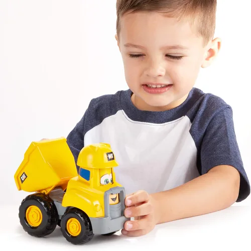 Miniatura 7 de CAT Juguetes de Construcción, Junior Crew Construction Pals Camión Volquete Vehículo Educativo Preescolar con Sonidos Vroom para Niños y Cara